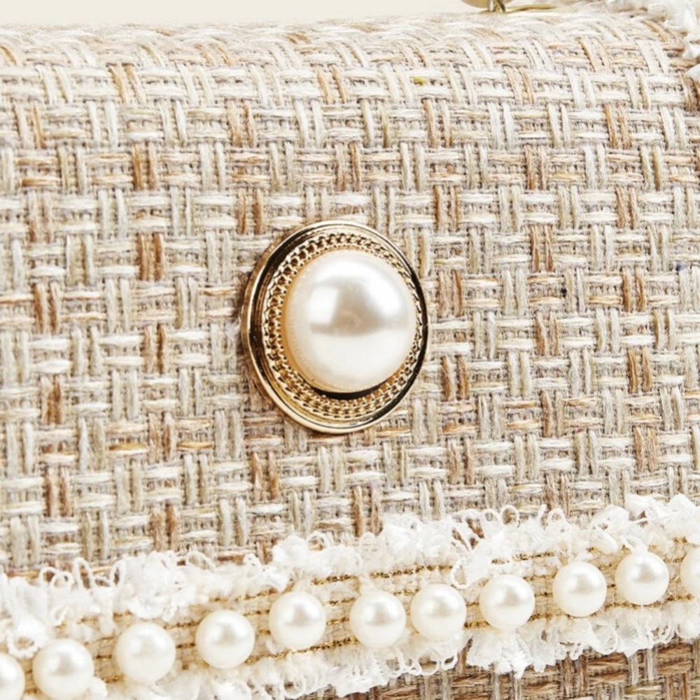 Woven tweed pearl bag - Picture 4 of 13